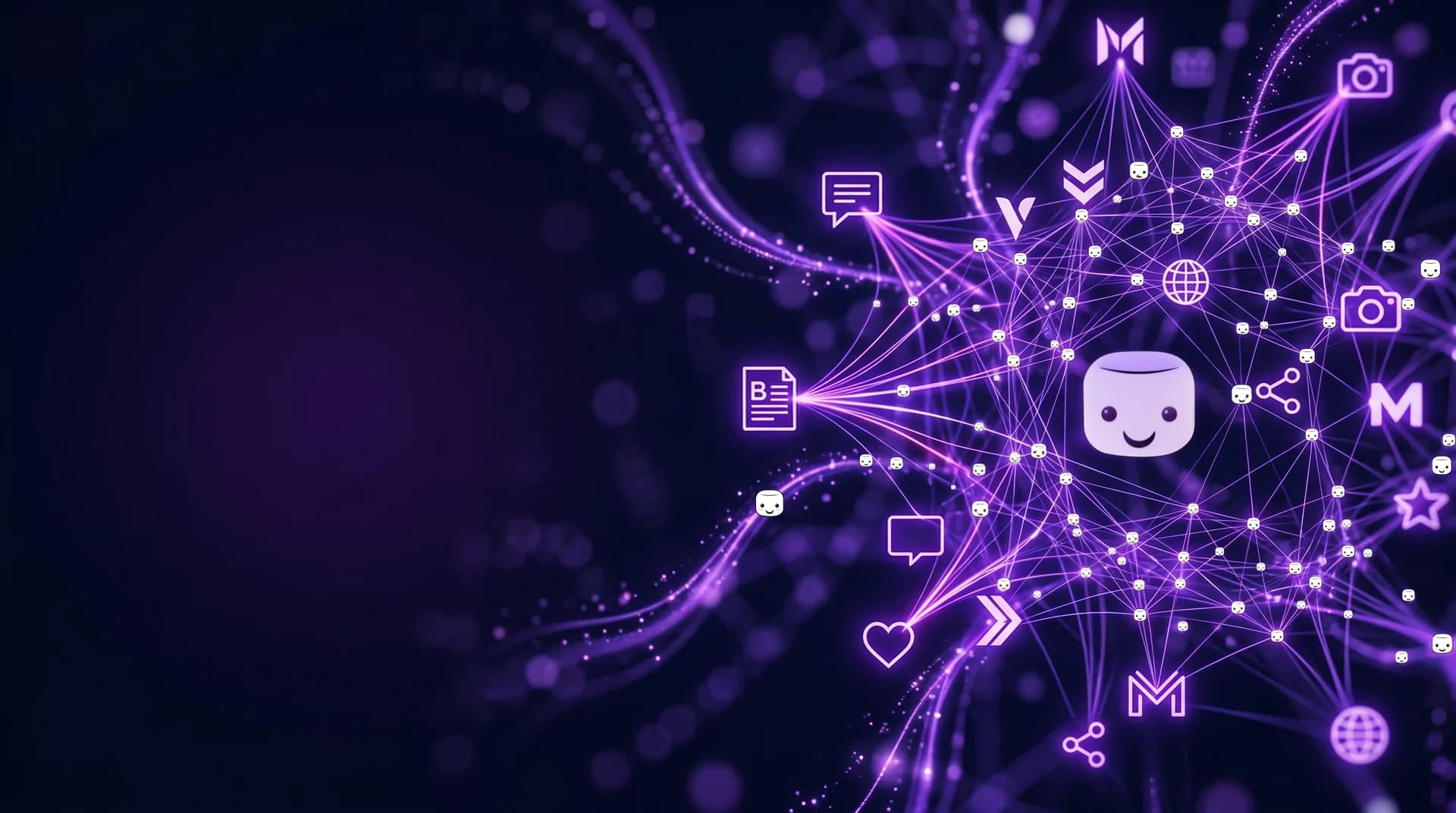 Abstract purple AI network illustration